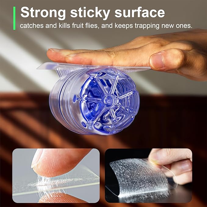 50 Pack Fruit Fly Trap Covers, Double-Sided Sticky Adhesive Cards for Gnats, Fruit Flies, Moths, Kitchen Insect Control (50 Pcs)