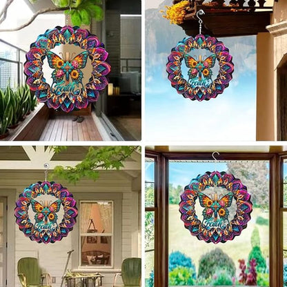 Cross Wind Spinner, Metal Wind Spinners Outdoor/Indoor, Cross Butterfly Hanging Garden Decor for Outside, Stainless Wind Spinners for Yard and Garden 10 inch 3D (25X24.95 CM)
