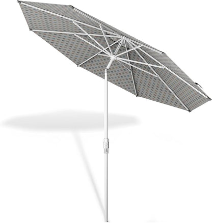 Midtown Umbrellas The Swilt 8 Feet Patio Umbrella in Sunbrella Infused Gem Acrylic Fabric - Fiberglass Ribs, Auto-Tilt Aluminum Frame For Backyard, Deck, Garden, Pool - White Pole