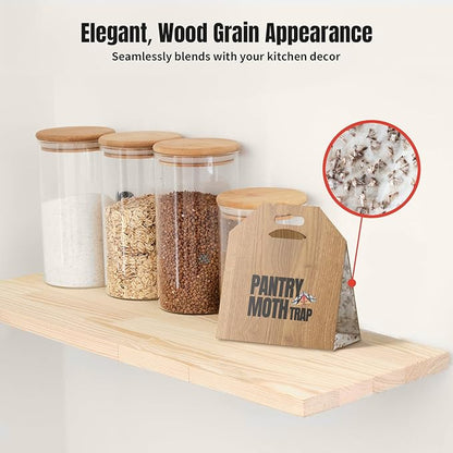 POPTRAP 10 Pack Pantry Moth Traps, Non-Toxic Glue Moth Trap for Food and Cupboard, Traps with Natrual Pheromones, Wood Grain Appearance for Pantry Moths