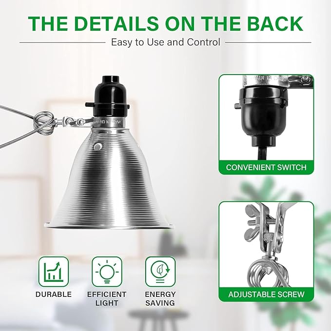 Simple Deluxe Clamp Lamp Light 60 Watt with 5.5 Inch Aluminum Reflector (no Bulb Included), 6 Feet Cord, 1 Pack, Black, New Version