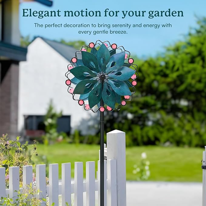 Wind Spinners Outdoor - Metal Garden Wind Spinner with Stake, Windmill for Yard, Gift for Family Friends, 13'' W x 70.5'' H