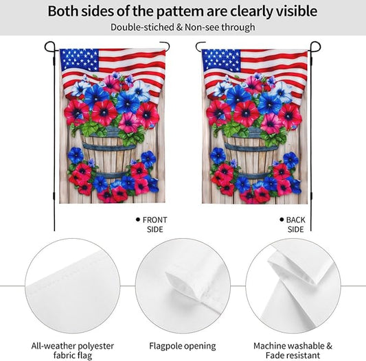 USA Garden Flag Vertical Double Sided Outdoor Yard Flags 12.5x18 Inch Burlap Banners for House Lawn
