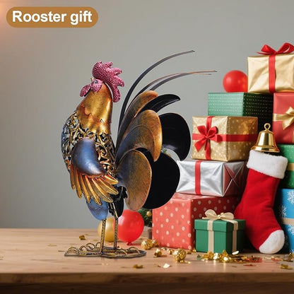 Rooster Garden Statues,Vintage Chicken Statue for Outdoor Decor, Regal Mighty Metal Rooster,Perfect Handmade Gift for Housewarming, Frinds, Garden Lover