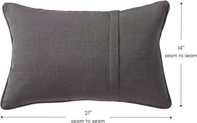 Greendale Home Fashions Sunbrella 21'' x 14'' Rectangle Outdoor Throw Pillow with Removable Cover (Set of 2), Canvas Coal
