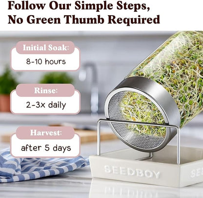 Seedboy Organic Non-GMO Sprouting Seeds, Hormone Balance Blend - USA Grown Microgreens Mix with Golden Flax, Red Clover, Fenugreek - 8 oz Bag Makes 8 Quarts / 24 Servings (Hormone Balance Blend)