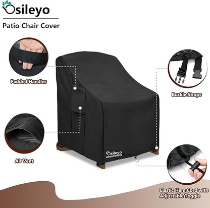 Patio Chair Cover 32W x 35D x 36H inches,Waterproof Heavy Duty Outdoor Furniture Covers for Patio Adirondack Chair 2 Pack(Black)