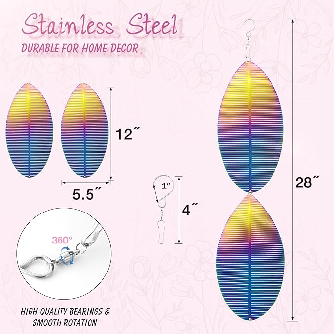 Wind Spinners Outdoor, 3D Helix Whirl, Gradient Multicolor, 24 inches Stainless Steel Metal, Hanging Wind Spinners, Garden, Yard Décor, Outside, Gifts for Women Mom Wife