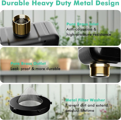 RESTMO Smart Sprinkler Timer with Flow Meter, 2 Zone Water Timer for Garden Hose, Brass Inlet & Outlet, Automatic Lawn & Yard Irrigation Watering System (Bluetooth Connection, Not Include Hub)