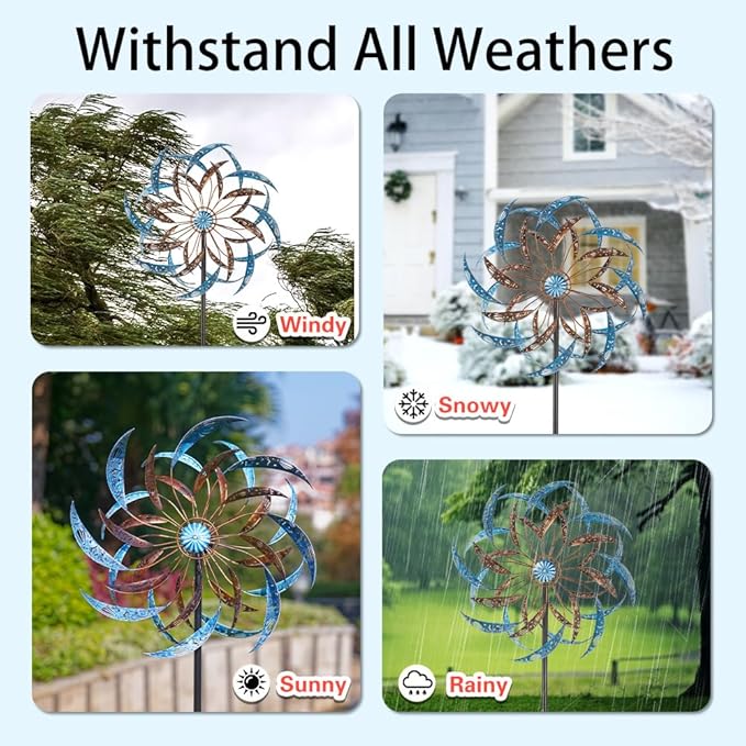 Stargarden Large Wind Spinners Outdoor, 23 Inch Kinetic Wind Spinner, Hollow-Out Metal Wind Sculptures & Spinners, Double-Side Windmill for Patio, Lawn, Garden Decor