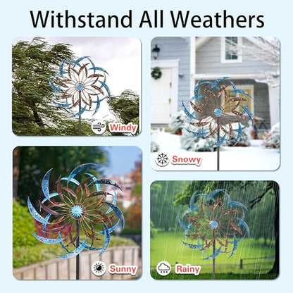 Stargarden Large Wind Spinners Outdoor, 23 Inch Kinetic Wind Spinner, Hollow-Out Metal Wind Sculptures & Spinners, Double-Side Windmill for Patio, Lawn, Garden Decor