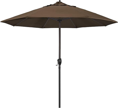 California Umbrella 9' Round Sunbrella Aluminum Outdoor Deck, Pool or Patio Umbrella, Crank Lift, Auto Tilt, Bronze Pole, Sunbrella Cocoa