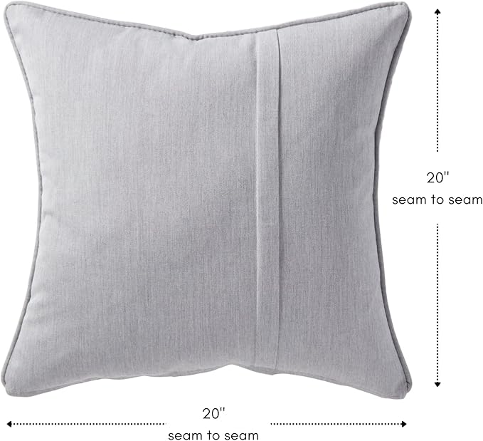 Greendale Home Fashions Sunbrella 20" Square Outdoor Throw Pillow with Removable Cover (Set of 2), Canvas Granite 2 Count