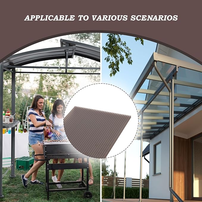 BPS 6Pcs 62'' (W) x 38'' (L) x 0.2'' Polycarbonate Panels, Waterproof UV Protected Reinforced Sheets, Outdoor Greenhouse and Gazebo Covering, Twin-Wall Bronze Sheets