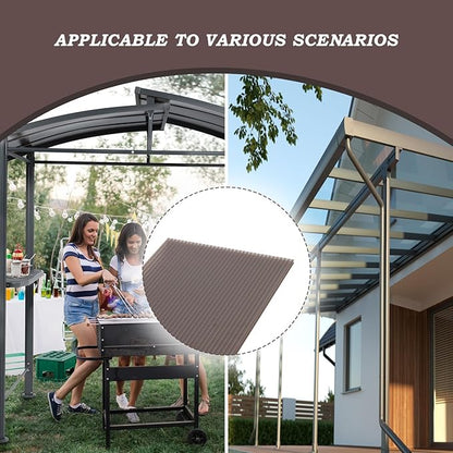 BPS 6Pcs 62'' (W) x 28'' (L) x 0.2'' Polycarbonate Panels, Waterproof UV Protected Reinforced Sheets, Outdoor Greenhouse and Gazebo Covering, Twin-Wall Bronze Sheets