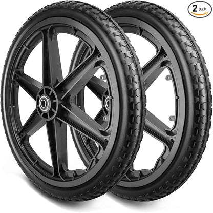 20x1.95" Rim Flat Free Cart Tire Assembly for Rubbermaid Garden Yard Cart, Garden Cart Wheels 20 inch with 5/8" Bearing Replacement for Wheelbarrow, Garden Trailers, Roofing Equipment by AZUNYYDS