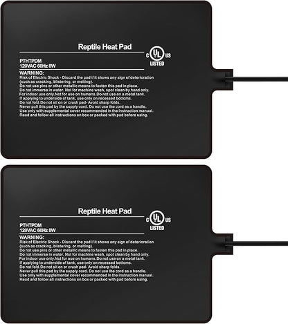Simple Deluxe 6X8 Inch 8W Reptile Heating Pad Electric Indoor Under Tank Terrarium Heating Mat Waterproof for Turtles, Lizards, Frogs, and Other Reptiles, 2 Pack