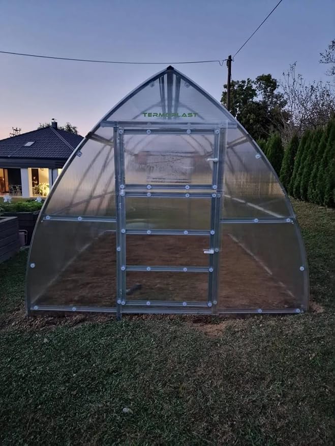 Classic Arch Polycarbonate Greenhouse Kit – 0.23" Twin-Wall Polycarbonate Panels, Heavy-Duty Galvanized Steel Frame, Expandable Outdoor Greenhouse for All Seasons (Clear, 3 x 4 m (12 m2))