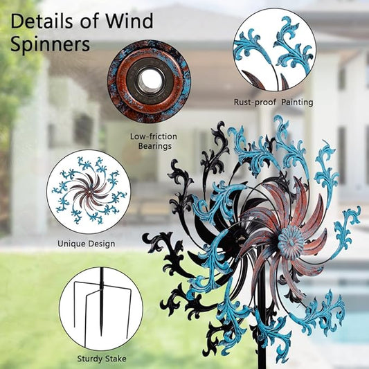 Wind Spinner Outdoor,Large Kinetic Wind Sculptures& Spinner 360 Degrees Wind Spinner Metal Windmill Spinner 58.7 Inch for Patio,Lawn & Garden