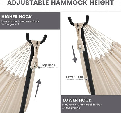 Lazy Daze Hammocks Double Hammock with 9ft Space-Saving Steel Stand Includes Portable Carrying Case, 450 Pounds Capacity (Natural)