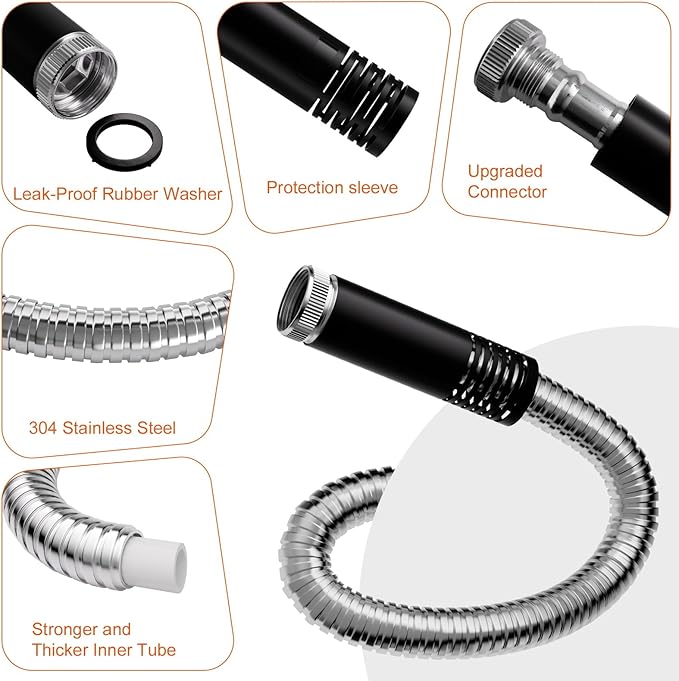 Garden Hose 100 FT - Flexible Metal Hose with 10 Function Nozzle, Kink Free, Lightweight, Durable, Crush Resistant Fitting, Easy to Coil, Puncture Proof Hose for Yard, Rv, 600 PSI - 2025 Model