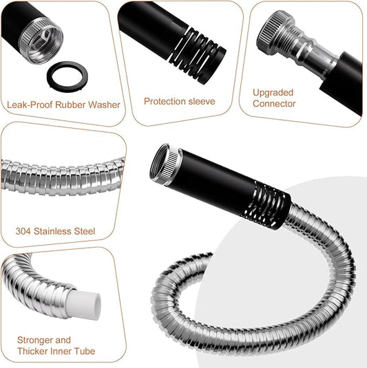 Garden Hose 100 FT - Flexible Metal Hose with 10 Function Nozzle, Kink Free, Lightweight, Durable, Crush Resistant Fitting, Easy to Coil, Puncture Proof Hose for Yard, Rv, 600 PSI - 2025 Model