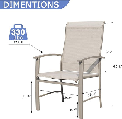Outdoor Dining Chairs Set of 6, Stackable Patio Chairs with Metal Frame & Textilene Fabric, Perfect for Patio Garden Deck, Ivory