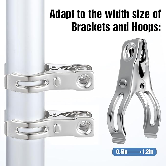 Upgraded 200 PCS Garden Clips, Greenhouse Clamps 100% Stainless Steel Heavy Duty Greenhuose Clips for Netting - Strong Grip to Hold Down Shade Cloth or Plant Cover on Garden Greenhouse Hoops