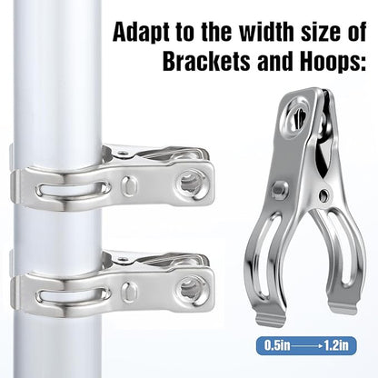 Upgraded 200 PCS Garden Clips, Greenhouse Clamps 100% Stainless Steel Heavy Duty Greenhuose Clips for Netting - Strong Grip to Hold Down Shade Cloth or Plant Cover on Garden Greenhouse Hoops