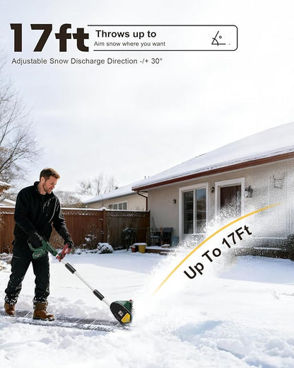 Mellif Cordless Snow Shovel, 12-Inch Brushless Snow Blower Compatible with Makita 18v Battery, Includes 4.0Ah Battery & Charger Kit, Lightweight with Adjustable Chute, Weather-Resistant