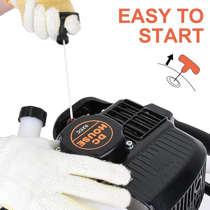 DC HOUSE 52cc 1800W Gas Powered Earth Auger EPA Certified Post Hole Digger, with 3 Drill Bits 4" 6" 8" and 3 Extension Rods 8" 12" 20", Mixing Ratio 30:1, for Fence, Farmland and Garden