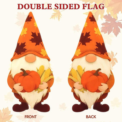 Thanksgiving Garden Flags 12x18 Inch Double Sided, Fall Gnome Yard Flags for Outside, Farmhouse Front Porch Outdoor Autumn Decor Holiday All Seasons Decoration