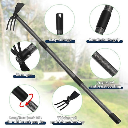 Multi-Purpose Garden Hoe Tool – Heavy Duty Adjustable (16"-45") with Ergonomic Handle, Anti-Rust Coated Steel, for Weeding, Digging, Cultivating – Lawn, Farm, Outdoor Use