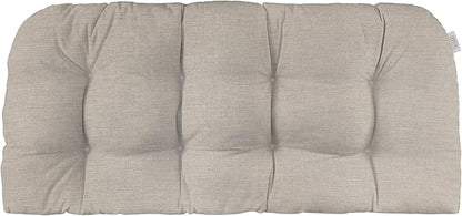 RSH DECOR Sunbrella Tufted Wicker Loveseat Cushion | 44” x 22" | Water and Fade-Resistant Performance Fabric | Outdoor Settee Cushion for Patio Furniture | Made in USA (Cast Silver)