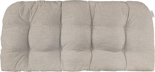 RSH DECOR Sunbrella Tufted Wicker Loveseat Cushion | 44” x 22" | Water and Fade-Resistant Performance Fabric | Outdoor Settee Cushion for Patio Furniture | Made in USA (Cast Silver)
