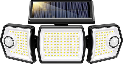 VIVOHOME Linkable Solar Lights Outdoor, Dual Roating Motion Sensor Flood Lights Solar Powered Security Light with 3 Heads, 2500LM, IP65 Waterproof for Outside, Yard, Garage, Wall, Patio