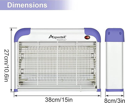 ASPECTEK 20W Indoor Bug Zapper, Powerful UV Bugs Lamp Attract Insects and 2800V Grid Kills Flying Insects, Includes 2 Replacement Insect Killer Lights