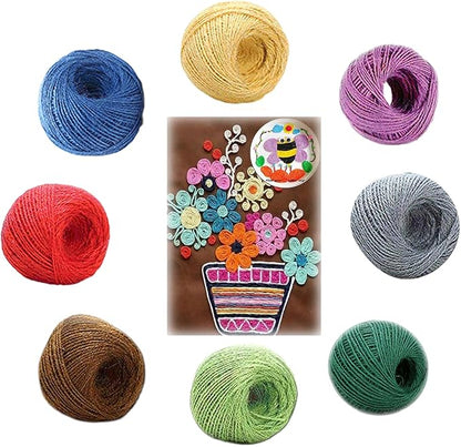 8 Color Jute Twine Natural Jute String 2mm 3 Ply Twine String, for DIY Artworks and Embellishments Crafts, Gift Wrapping, Picture Display and Gardening (Coloured-2)
