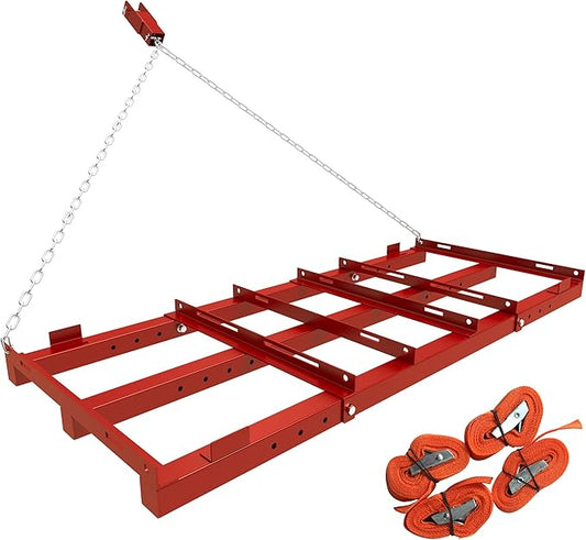 4ft Heavy Duty Drag Harrow for ATV, UTV, Tractor - Adjustable Tow Behind Leveling Rake with Weight Tray for Driveway Grader, Lawn, Field, Pasture, Food Plot Maintenance, Red(48 inch)