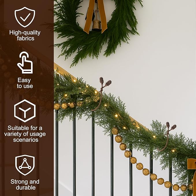 Shappy 36 Pieces Christmas Garland Banister Ties Christmas Decorative Reusable and Flexible Twist Ties for Garland, Banister Home Decoration (Brown)