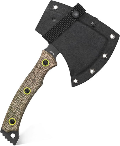 C1393 Camping Hatchet Survival Axe,DC53 Steel Blade with Micarta Handle Multitool Axe Hex Wrenches with Kydex Sheaths for Chopping Wood,Gardening,Outdoor Camping Hiking(Green)