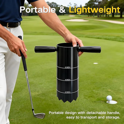Portable Golf Hole Cutter, Carbon Steel Hole Digger with Detachable Handle, USGA Standard 2 Inch 4 Inch & 6 Inch, for Backyard, Lawn, Garden, Outdoor Putting Green Practice