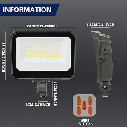 LAMPHOME LED Flood Lights Outdoor 35/60/80W and 3000/4000/5000K Adjustable 10400Lm,Dusk-to-Dawn Sensor o Dawn Flood Light for Yard, Garage, Garden,UL Listed,Includes Include Yoke Mount