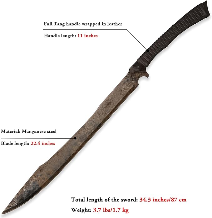 SV Handmade cast Manganese Steel Chopping Blade Sword, Full Tang, Outdoor, Hunting, Camping, Hiking, Survival, with Protective Cover, Multiple Styles to Choose from