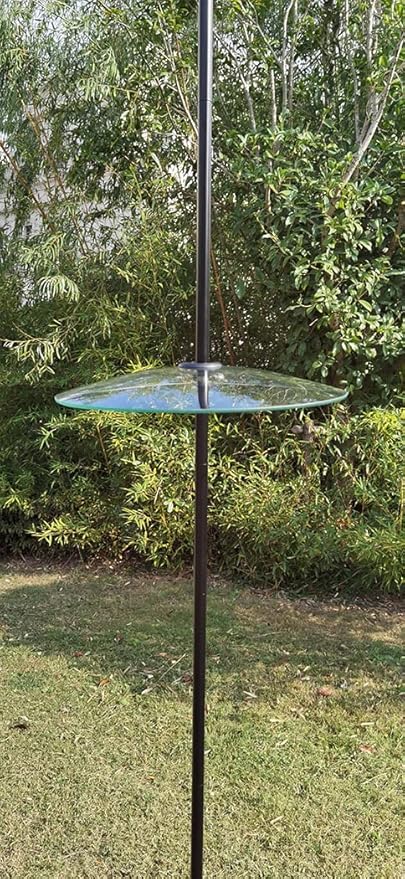 13" Glass Rain Cover for Bird Feeders Outdoors - Baffle on Shepherd Pole/Post or S Hooks Hanging - Large Weather Guard Protective Dome - Clear x 2PC (Dia. 33CM)