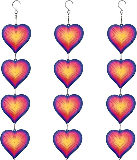 DJUAN Heart Wind Spinners Outdoor Garden Decor - Birthday Gifts for Mom Grandma Women,Metal Hanging Ornaments for Yard Lawn Window Ceiling Home Christmas Day Party Wedding Decoration