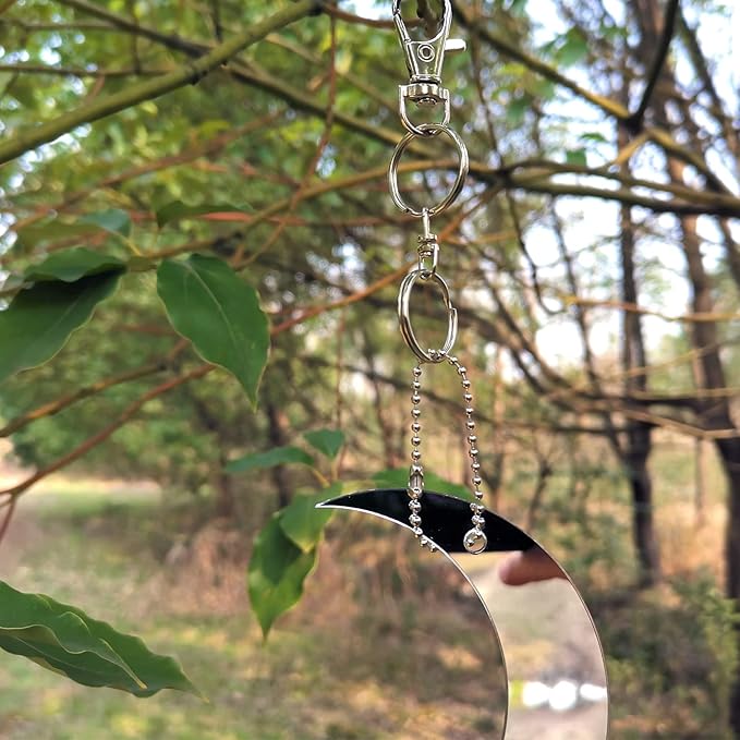 Keep Birds Away Mirror Disc, Hanging Reflectors to Scare Birds Away from Your House and Garden, 16 Moon-Star Discs