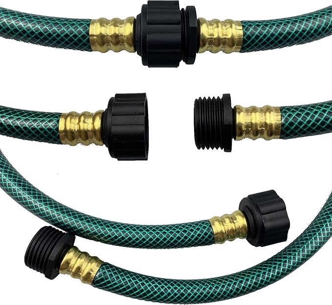 PVC Garden Hose 1/2 Inch, Flexible Water Hose with Male and Female Fittings, No Leaking, Heavy Duty, for Household, Outdoors, Lawns, Patio (5 FT, Green, Plastic Fittings)