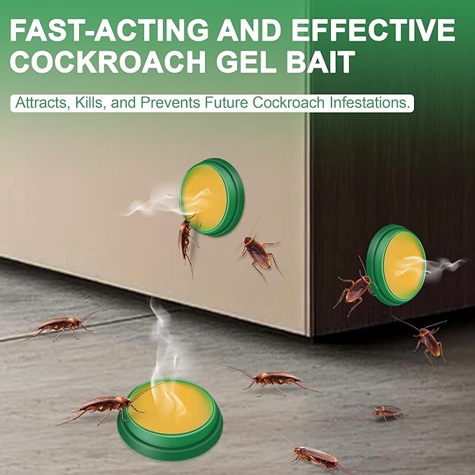 Roach Bait - Cockroach Killer Indoor Infestation, Roach Traps Cockroach Bait Gel,Indoor Home Repellent for Small Large Cockroaches, Get Rid of Roaches Permanently Outdoor (24)