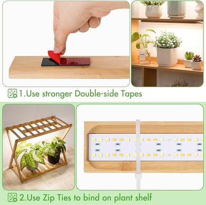 FOXGARDEN Grow Light for Indoor Plants Full Spectrum, Bamboo Plant Light Strip for Indoor Growing, 288 LED Grow Lamp with Timer 4/8/12H, 3 Switch Modes, 10 Dimmable Levels, 3 Strips with 1 Controller